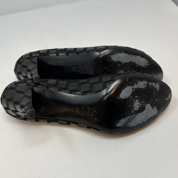 Pierre Hardy Black Silver Suede Geometric Print Open Toe Pumps Size 10 - Picture 7 of 8